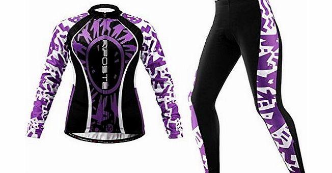 Riposte Womens Cold Winter Cycling Compression Jerseys   3D Coolmax Padded Pants Cyling Clothing Set S Size(Le Tour De France Team3M Supplier)