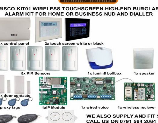 Risco  WIRELESS TOUCHSCREEN HIGH-END BURGLAR ALARM KIT FOR HOME OR BUSINESS NUD AND DIALLER