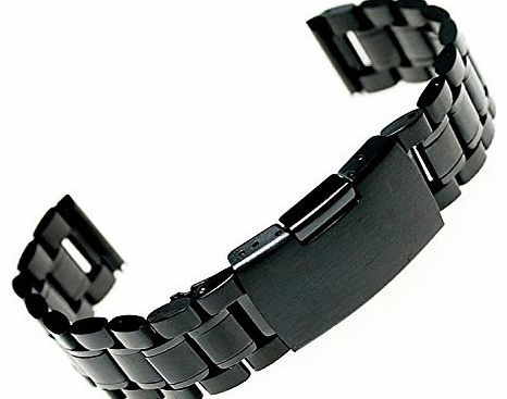 Ritche 22mm Stainless Steel Bracelet Watch Band Strap Straight End Solid Links Color Black