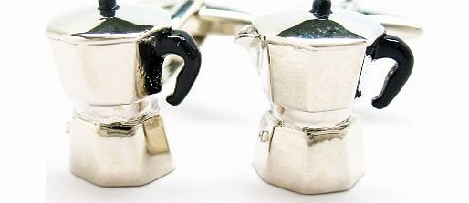 River Horse Design Silver Tone Coffee Maker Cup of Joe Cufflinks Cuff Links