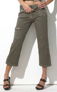River Island belted cropped trousers (khaki)