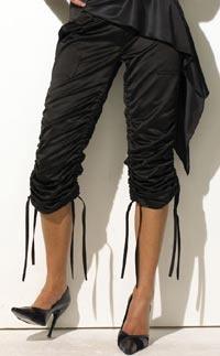 satin ruched trousers