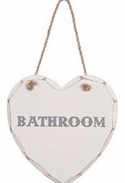 Bathroom Wooden Heart Plaque
