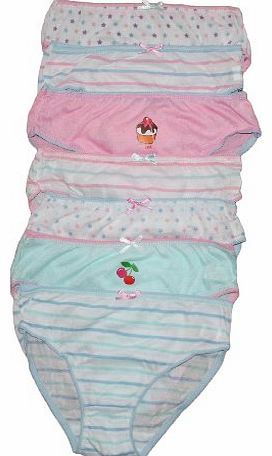 Childrens 7 Pack Girls Knickers Briefs (5-6 yrs, Pale Pinks)