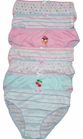 Rjm Childrens 7 Pack Girls Knickers Briefs (5-6 yrs, Pale Pinks)