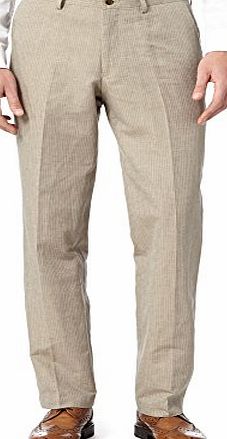 RJR.John Rocha  Mens Designer Natural Herringbone Linen Blend Trousers 34R