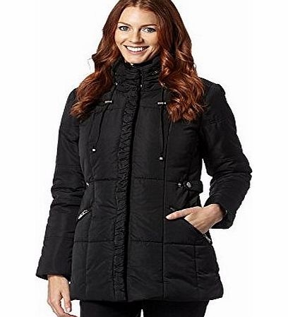 RJR.John Rocha  Womens Designer Black Pu Trim Padded Parka Coat 18