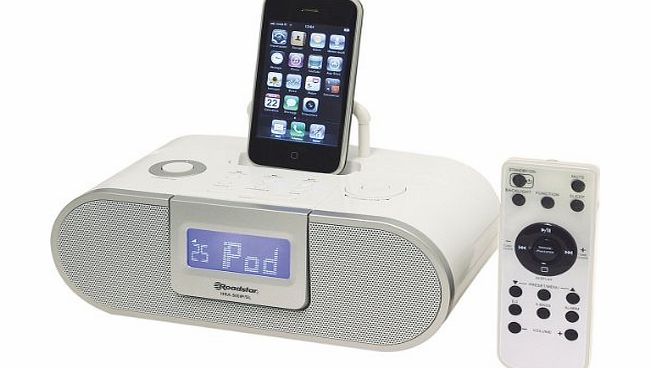 Roadstar Home iPod/iPad/iPhone Docking Station with Alarm Clock and FM PLL Radio - Silver