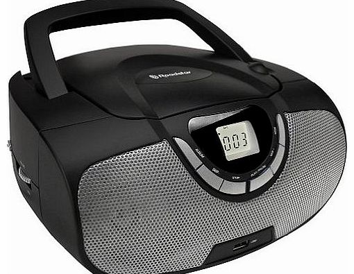 Roadstar Portable Stereo System with CD/MP3 Player, USB and AM/FM Radio - Black