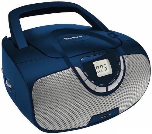 Roadstar Portable Stereo System with CD/MP3 Player, USB and AM/FM Radio - Blue
