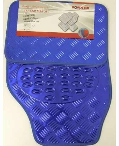 Roadster 4 PC PIECE ELECTRIC BLUE HEAVY DUTY CAR MAT MATS