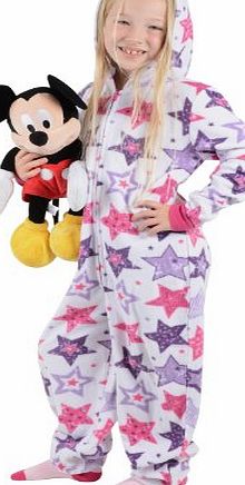 Roaster Toasters Girls Star Print Hooded Fleece All In One Pyjamas Sleepsuit Onesie 12-13 Years