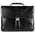 Robe di Firenze Black Double Gusset Leather Briefcase