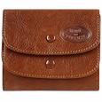 Brown Double Flap Mini Leather Wallet