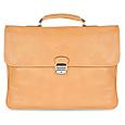 Robe di Firenze Men` Sand Double-Gusset Soft Leather Briefcase