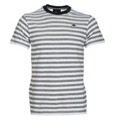 Robe Di Kappa Navy and White Stripe Pique T-Shirt