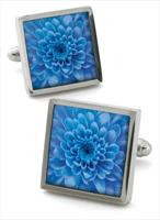 Robert Charles Chrysanthemum Blue Cufflinks by