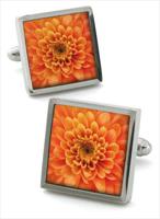 Robert Charles Chrysanthemum Orange Cufflinks by