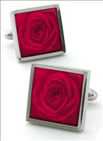 Robert Charles Red Single Rose Cufflinks by