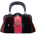 Bagonghi - Brown & Salmon Small Velvet Handbag