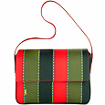 Multicolor Bands Canvas & Leather Flap Bag