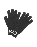 Roberto Cavalli Black Logoed Cuff Knit Wool Gloves