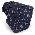 Blue Logoes and Squares Woven Silk Tie
