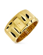 Roberto Cavalli Croco Tail - Gold Plated Cuff Bracelet Watch