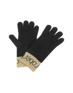 Roberto Cavalli Gold Signature Cuff Knit Gloves