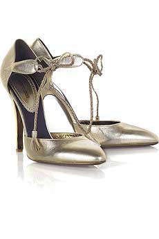 Roberto Cavalli Gold tassel pumps
