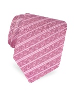 Roberto Cavalli Mauve Logo Stripe Woven Silk Tie