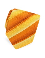 Roberto Cavalli Orange Leopard Bands Woven Silk Tie