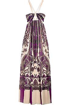 Paisley print evening gown