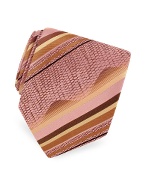 Pink and Tan Reptile Bands Woven Silk Tie