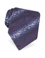 Roberto Cavalli Shaded Animal Pattern Stripe Woven Silk Tie