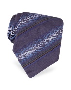 Shaded Animal Pattern Stripe Woven Silk Tie