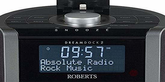 Roberts Dreamdock 2 DAB DAB+ FM Stereo Dock Alarm Clock Radio iPhone iPod With Remote Control & 2 x Alarms