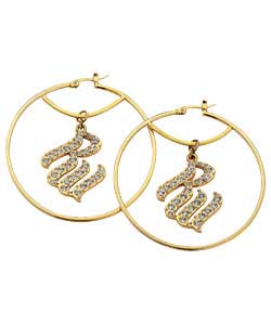 Gold Coloured Stone Set Hoop Earrings