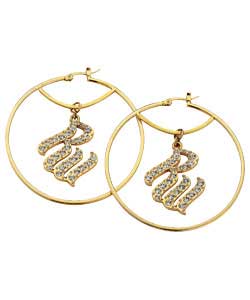 rocawear Gold Coloured Stone Set Hoop Earrings