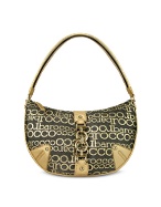Roccobarocco Black All Over Shimmering Gold Signature Hobo Bag