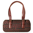 Black and Wine Red Double-Strap Baguette Handbag