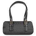 Black Double Strap Baguette Handbag