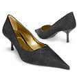 Roccobarocco Black Signature Canvas and Leather Trim Pump Shoes