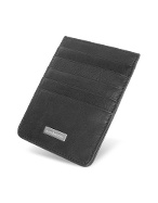 Roccobarocco Black Signature Genuine Leather Card Holder