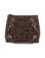 Roccobarocco Brown Signature Leather and Suede Tote Bag