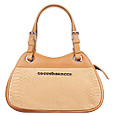 Roccobarocco Camel Logoed Leather Compact Satchel Bag