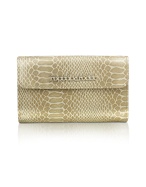 Roccobarocco Luxy - Beige Reptile Stamped Eco-Leather ID Wallet
