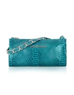 Roccobarocco Luxy - Turquoise Python Stamped Baguette Bag
