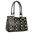 Roccobarocco Piccadilly - Black Studded Leather Double Handle Bag
