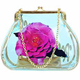 Rose Light Blue Signature Kiss-Lock Bag w/ Chain Strap